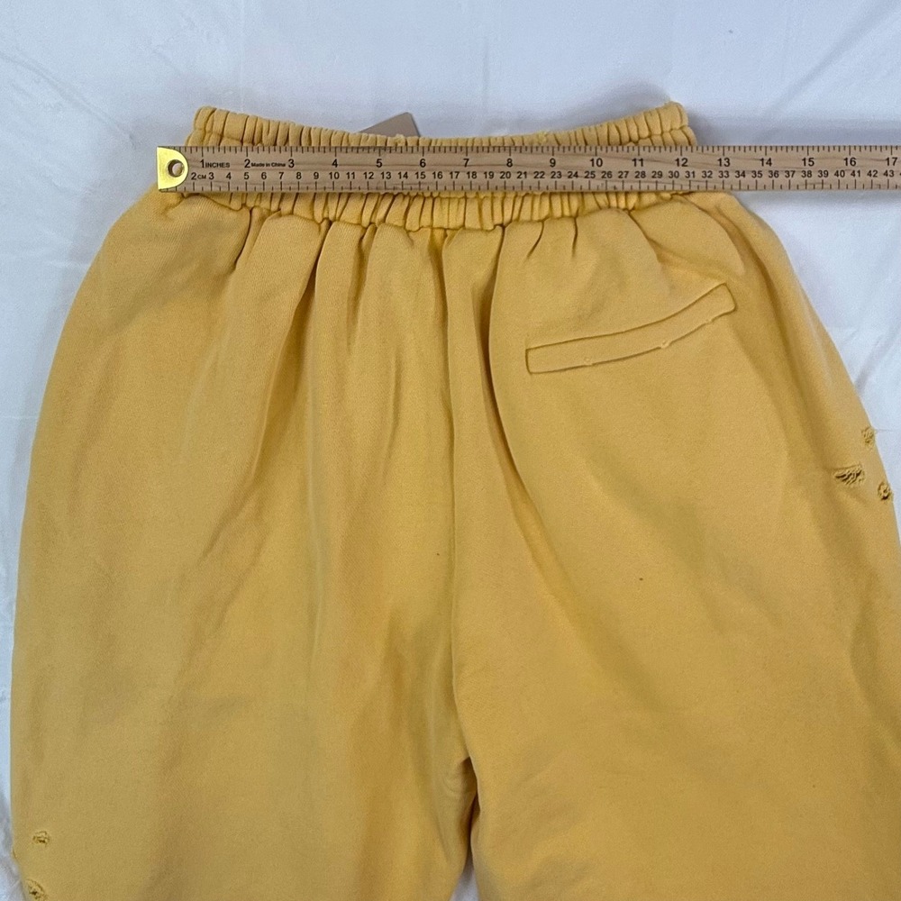 MFM333 Distressed Sweatpants Yellow Wide Leg Streetwear Joggers Mens Medium NEW - Picture 6 of 8
